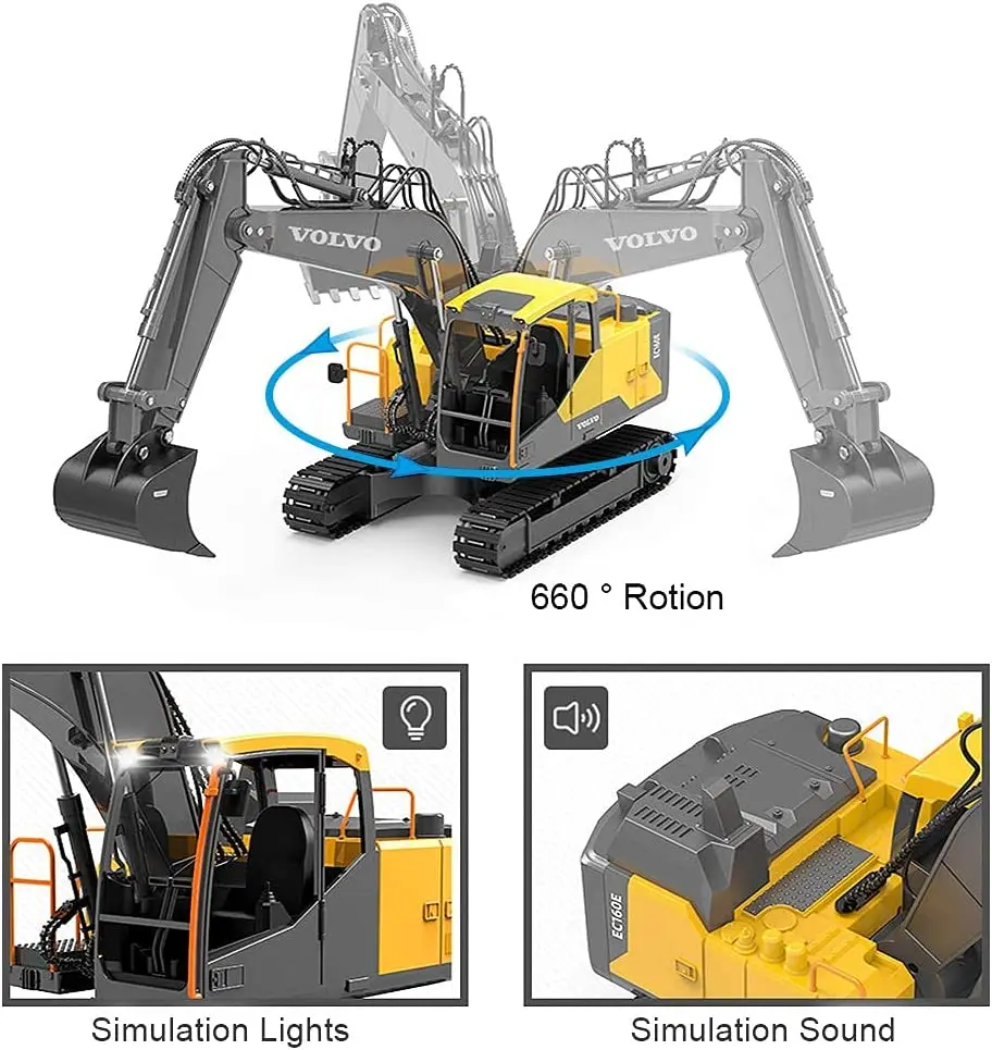 Double E E568 RC Excavator 1/16 17CH Crawler 3in1 Truck Alloy Digger Radio controlled Car Engineering Model Children's Day Gifts - Image 3