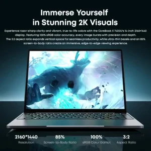 CHUWI CoreBook X Laptop AMD R5-7430U Gaming Laptop 16GB DDR4 RAM 512GB SSD 14.1'' 2K Screen Windows 11 Wifi6 NoteBook