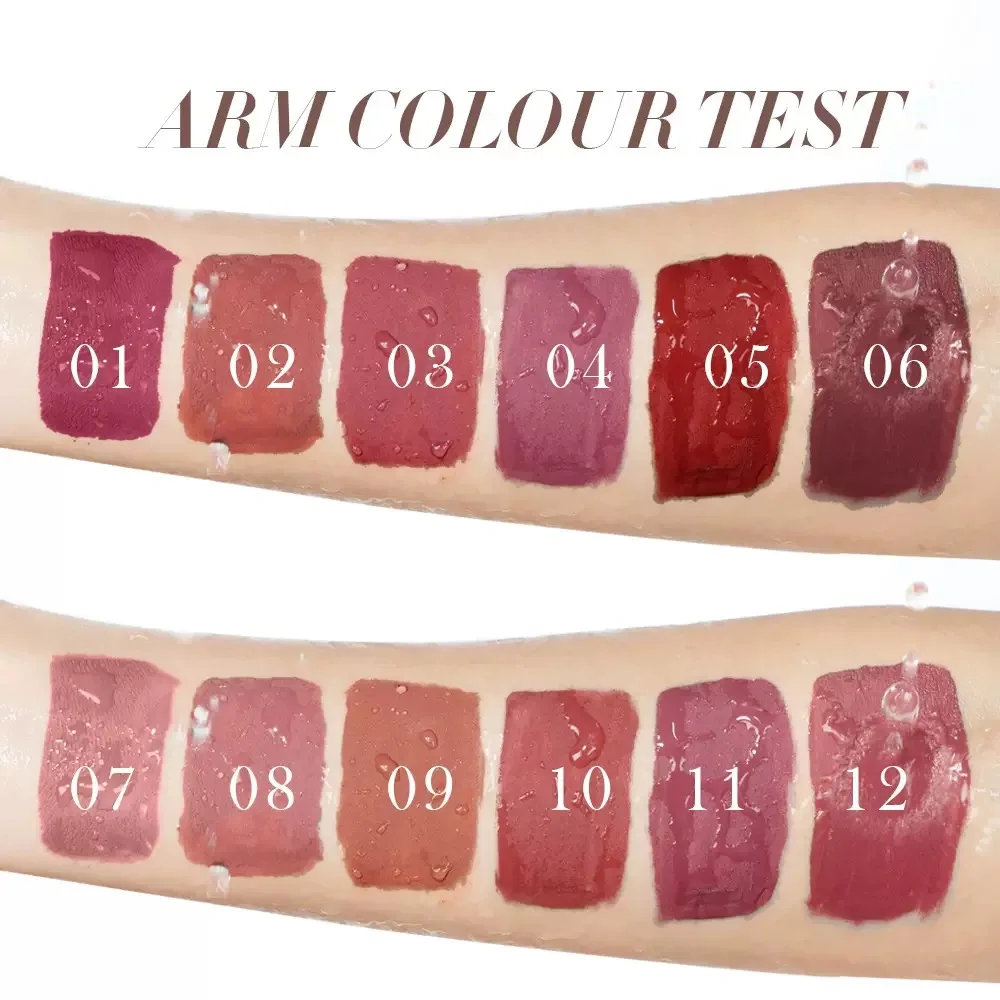 12-piece Matte Lip Gloss Set with Lip Brush - Non-transfer, Long-lasting, Waterproof and Sweat-proof, Lipstick Makeup, Suitable - Image 4