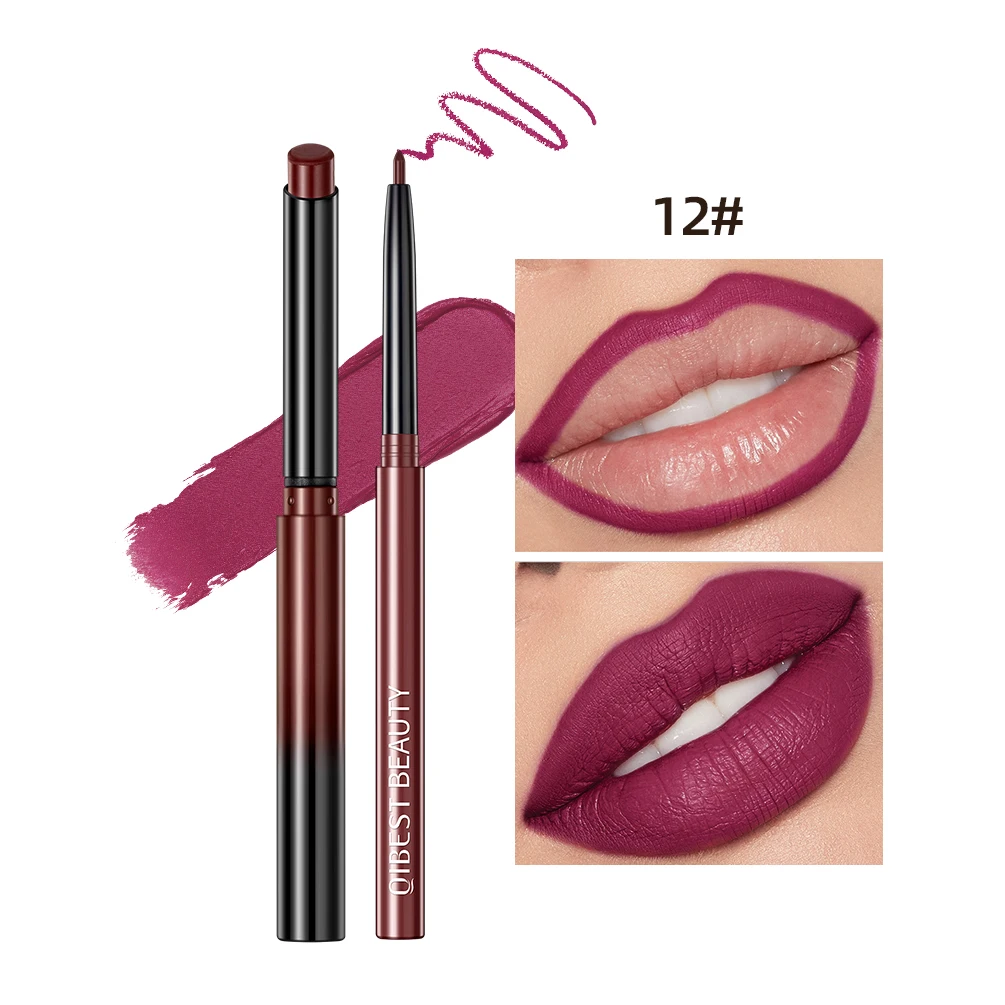 QIBEST Matte Nude Lipstick Pen Long Lasting Lipliner Lip Pencil Waterproof Lip Liner Contour Sexy Red Lip Makeup Set For Women - Image 11