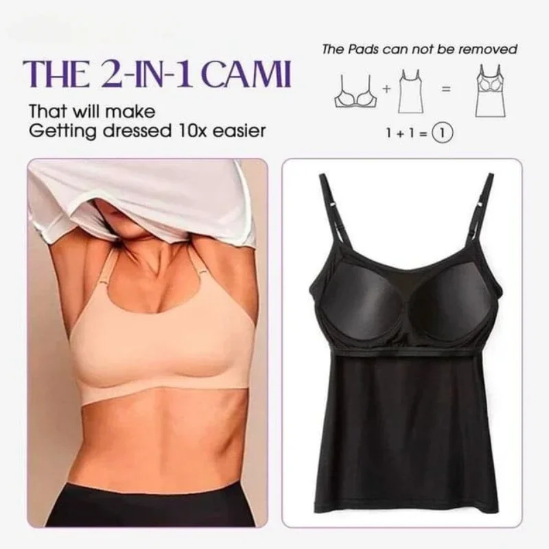 Sexy Women Tops Solid Padded Bra Spaghetti Camisole Top Women Vest Women Camisole with Built in Bra Cami Top Vest Tank Top 2024 - Image 5
