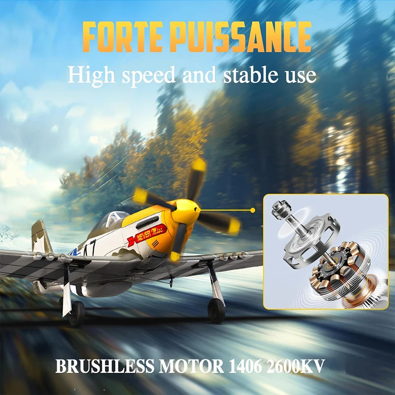 RC Plane 5CH 3D/6G Fixed-wing RC Airplane 2.4GHz P51D Mustang RTF for Adults Beginners Easy to Fly Removable Brushless Fighter - Image 5