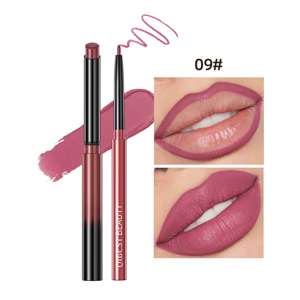 QIBEST Matte Nude Lipstick Pen Long Lasting Lipliner Lip Pencil Waterproof Lip Liner Contour Sexy Red Lip Makeup Set For Women - Image 9