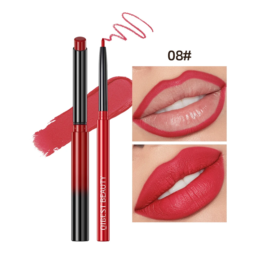 QIBEST Matte Nude Lipstick Pen Long Lasting Lipliner Lip Pencil Waterproof Lip Liner Contour Sexy Red Lip Makeup Set For Women - Image 10