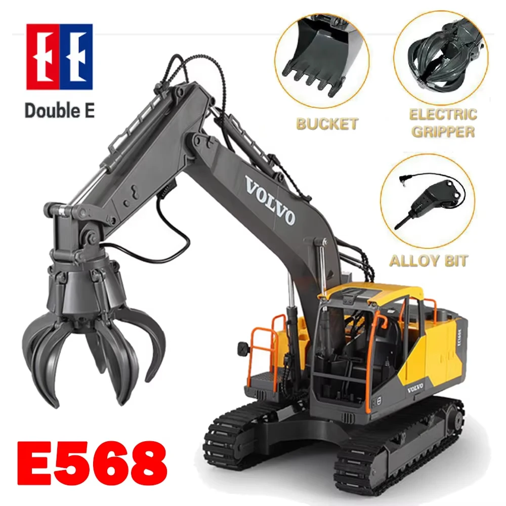 Double E E568 RC Excavator 1/16 17CH Crawler 3in1 Truck Alloy Digger Radio controlled Car Engineering Model Children's Day Gifts