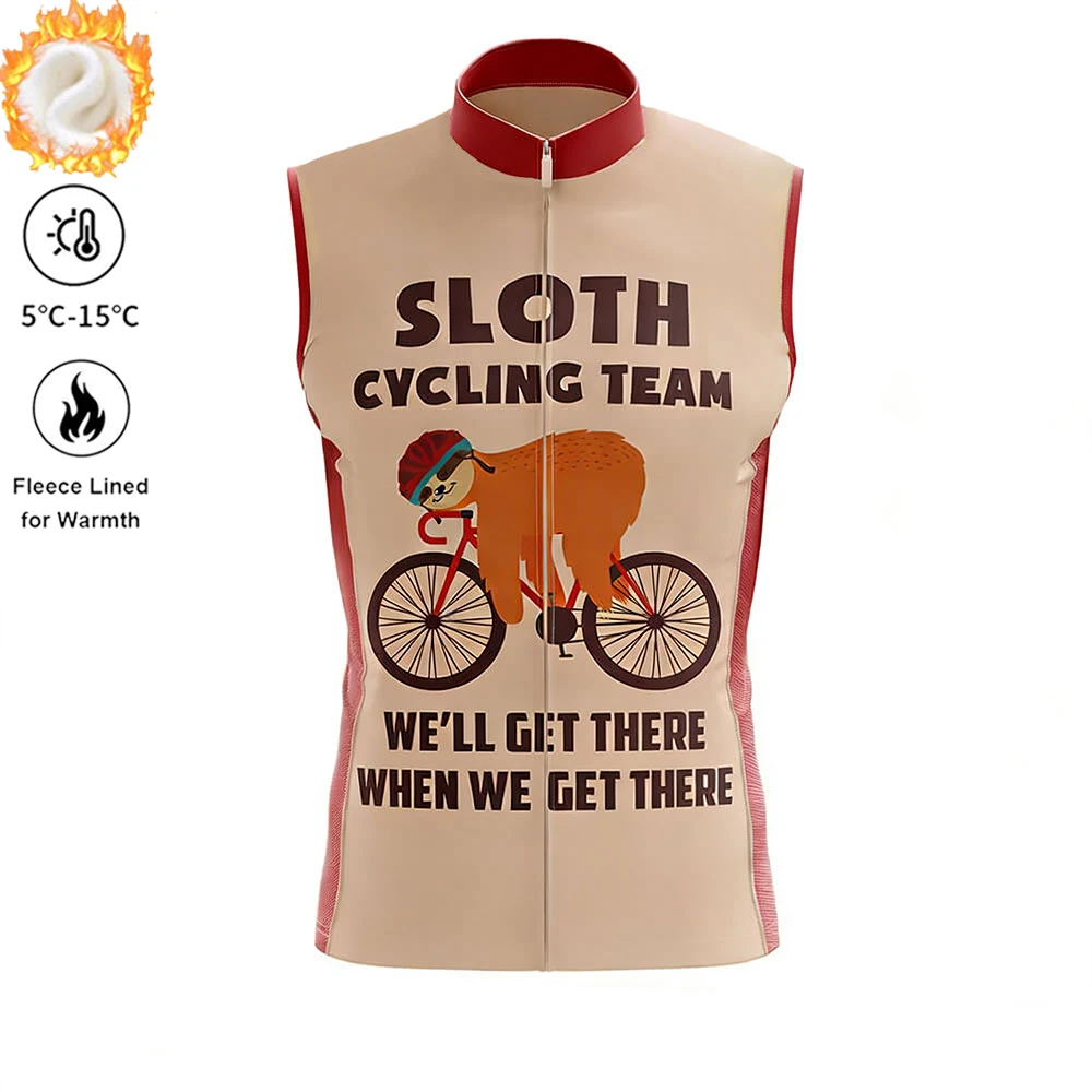 Sloth Team Winter Cycling Vest Man's Winter Autumn Thermal Fleece Warm Cycling Vests for Outdoor Sports MTB Road Bike Waistcoat - Image 5