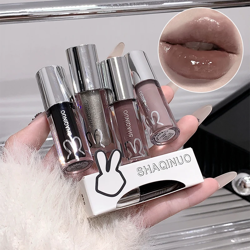 Water Light Mirror Moisturizing Lip Gloss Punk Black Silver Fine Flash Low Saturation Lip Glaze Long-lasting Nude Lip Makeup - Image 5