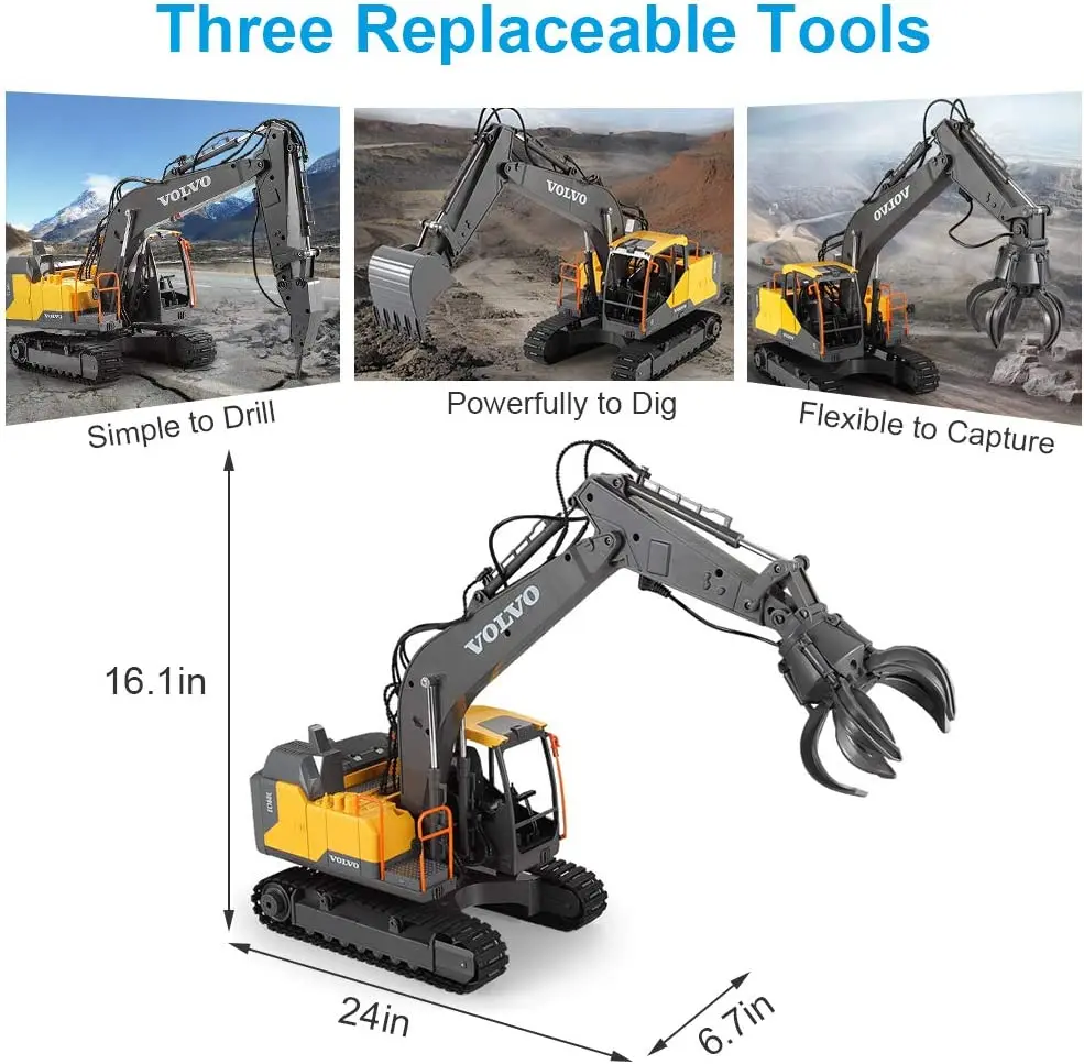 Double E E568 RC Excavator 1/16 17CH Crawler 3in1 Truck Alloy Digger Radio controlled Car Engineering Model Children's Day Gifts - Image 2