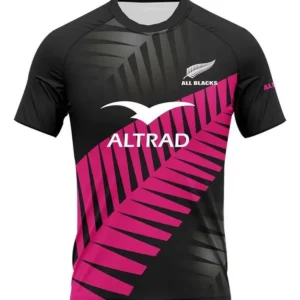 Men's Top Camiseta De Rugby Picton All Blacks Pluma Match Pink T-Shirt O-Neck Raglan Quick Drying Sports Top Outdoor Fitness Top