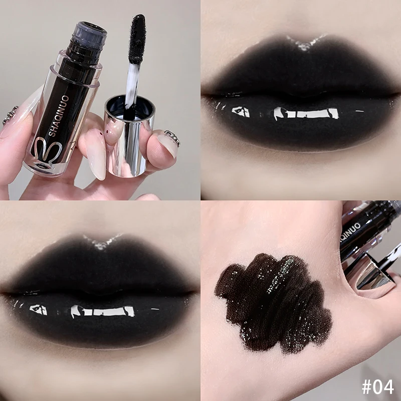 Water Light Mirror Moisturizing Lip Gloss Punk Black Silver Fine Flash Low Saturation Lip Glaze Long-lasting Nude Lip Makeup - Image 9