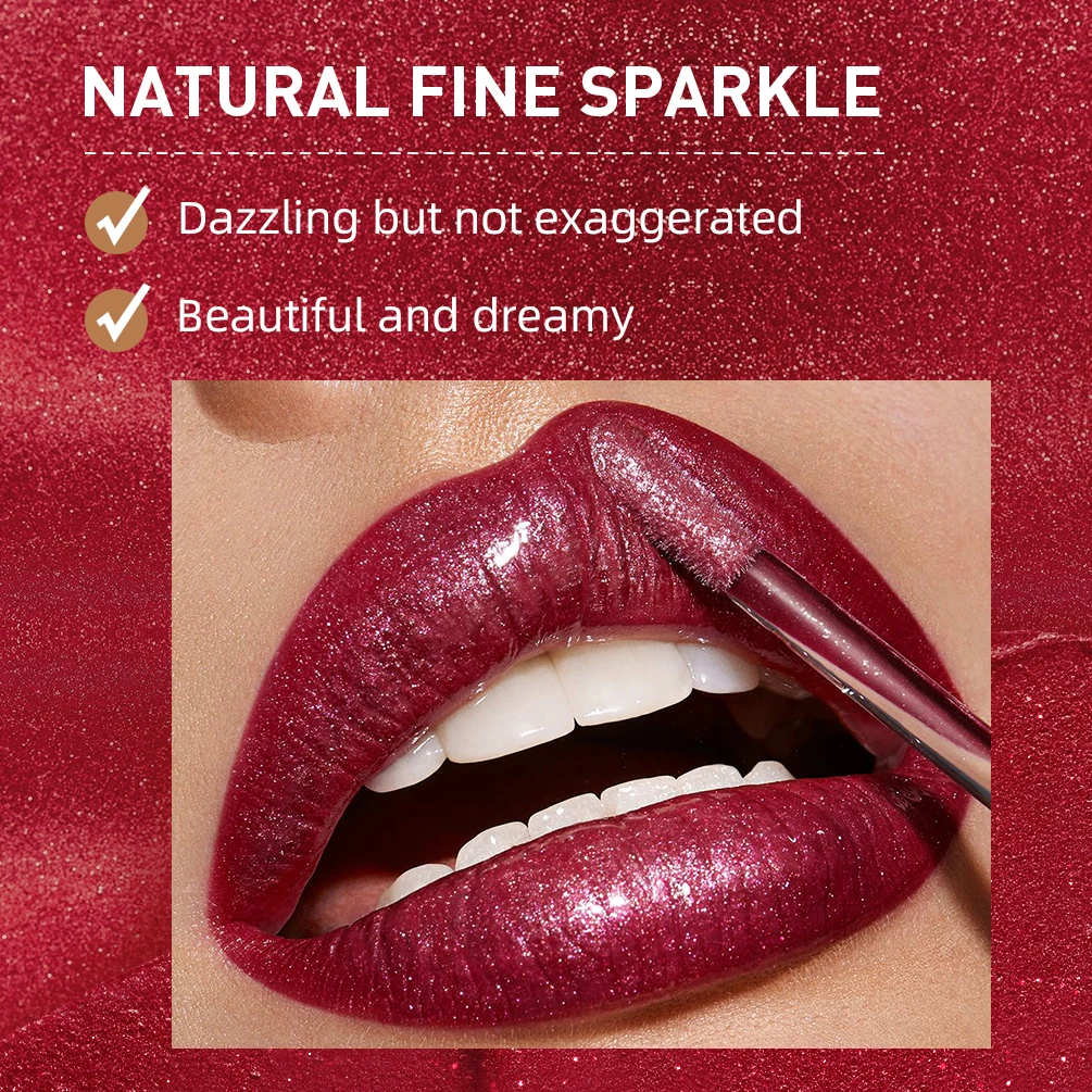 QIBEST Diamond Liquid Lipstick Moisturizing Long-Lasting Purple Sparkling Waterproof Lip Gloss Cosmetics Matte Glitter Lipstick - Image 2