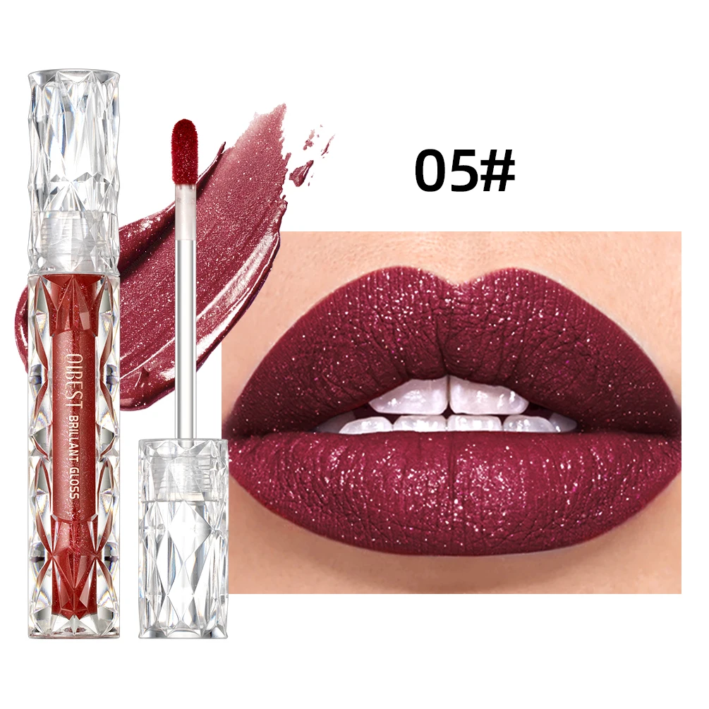 QIBEST Diamond Liquid Lipstick Moisturizing Long-Lasting Purple Sparkling Waterproof Lip Gloss Cosmetics Matte Glitter Lipstick - Image 15