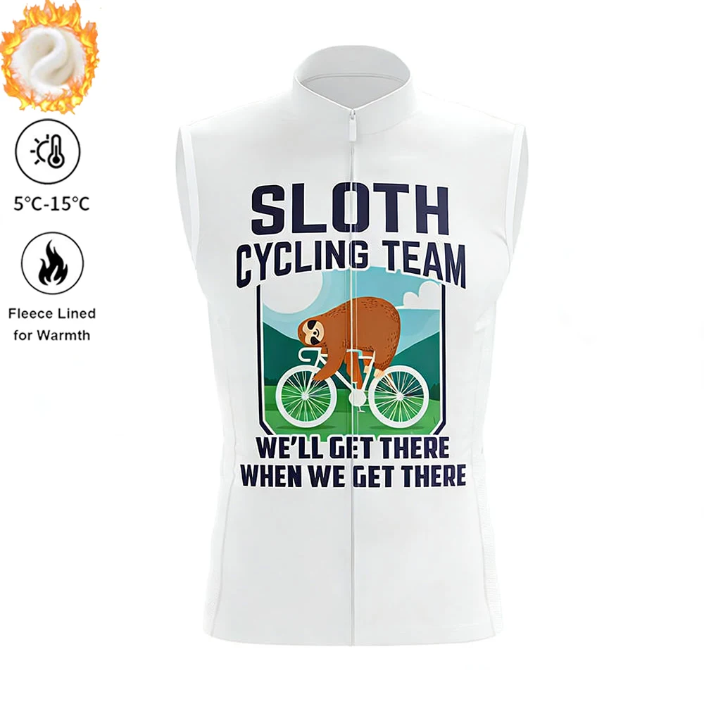 Sloth Team Winter Cycling Vest Man's Winter Autumn Thermal Fleece Warm Cycling Vests for Outdoor Sports MTB Road Bike Waistcoat - Image 12