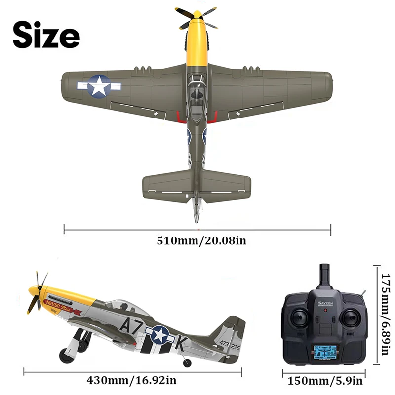 RC Plane 5CH 3D/6G Fixed-wing RC Airplane 2.4GHz P51D Mustang RTF for Adults Beginners Easy to Fly Removable Brushless Fighter - Image 6