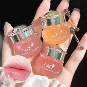 CACE Cherry Blossom Honey Lip Balm — Deeply Hydrating and Plumping, Water-Rich Glossy Finish, Non-Sticky, Long-Lasting Moisture