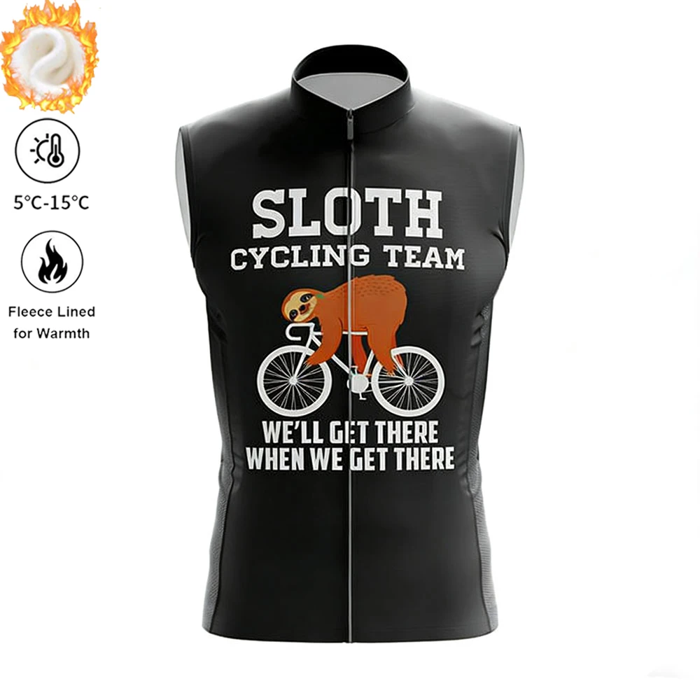 Sloth Team Winter Cycling Vest Man's Winter Autumn Thermal Fleece Warm Cycling Vests for Outdoor Sports MTB Road Bike Waistcoat - Image 4