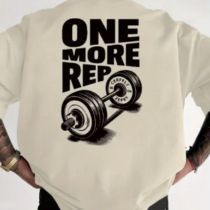 Men's T-Shirt Vintage Funny Gym Workout ONE MORE REP Weightlifting Women Streetwear Cotton Oversized Tees Short Sleeve Loose Top