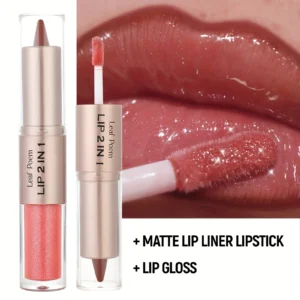 2 In 1 Dual-Ended Lip Liner & Gloss Combo High Pigmented Long-Lasting Lipstick Softens the Look of Lines Make Lips Appear Fuller