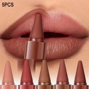 5-piece lip liner and lipstick set - long-lasting, easy-to-apply matte lip liner pen, suitable for beginners
