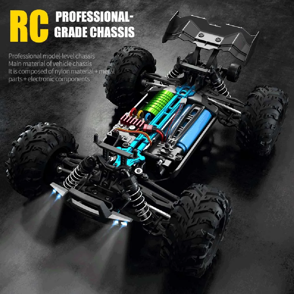 Teeggi 16101 /16102 PRO 1:16 High Speed RC Car With LED Light Drift 70KM/H 4WD RC Off-Road Car Monster Truck Toy For Kid Gifts - Image 3