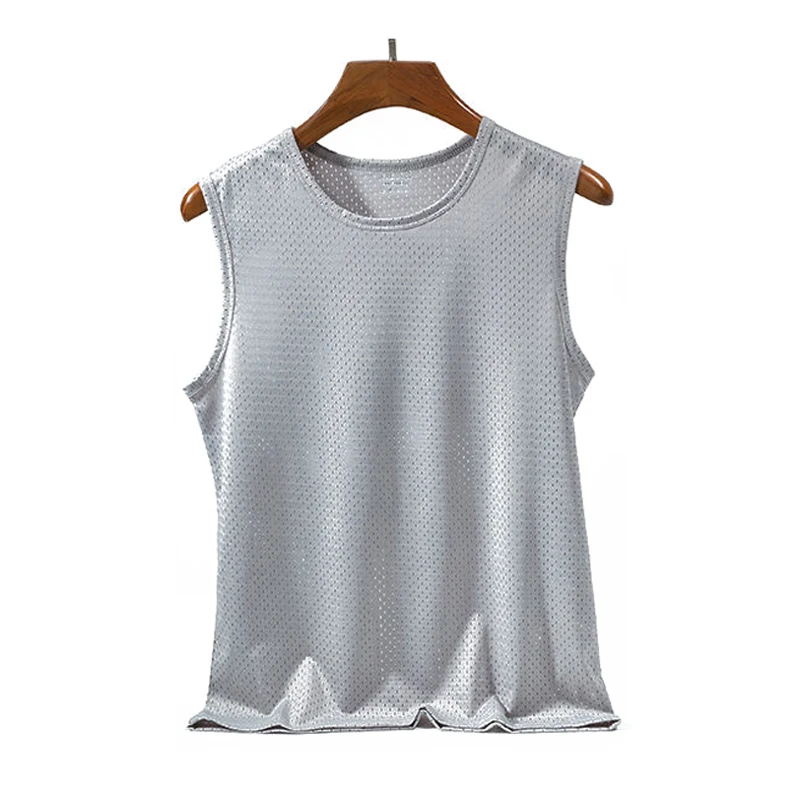 Men's Ice Silk Mesh Tank Tops Gym Stringer Transparent Bodybuilding Sleeveless Shirt Fitness Vest Male mesh Muscle Singlets - Image 7