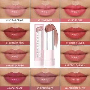 10Colors Lip Balm 24H Long Lasting Hydrating Improves Lips Lines Plump Lip Balm Glossy Glazed Moisturizing Skincare Products