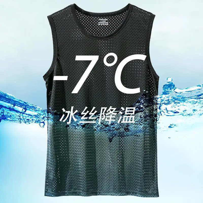 Men's Ice Silk Mesh Tank Tops Gym Stringer Transparent Bodybuilding Sleeveless Shirt Fitness Vest Male mesh Muscle Singlets - Image 5
