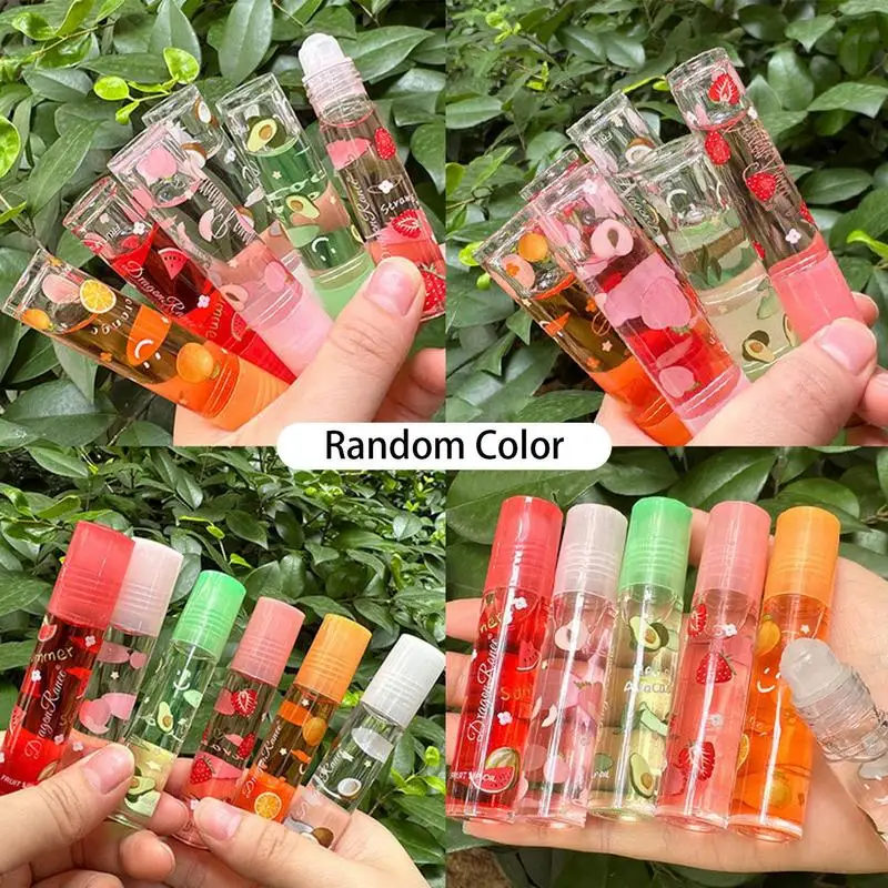 6 Colors Random Roll-on Fruit Essence Lip Balm Lip Oil Lip Moisturizing Mirror Primer Lip Lipstick Hydrating Gloss Transparent - Image 6