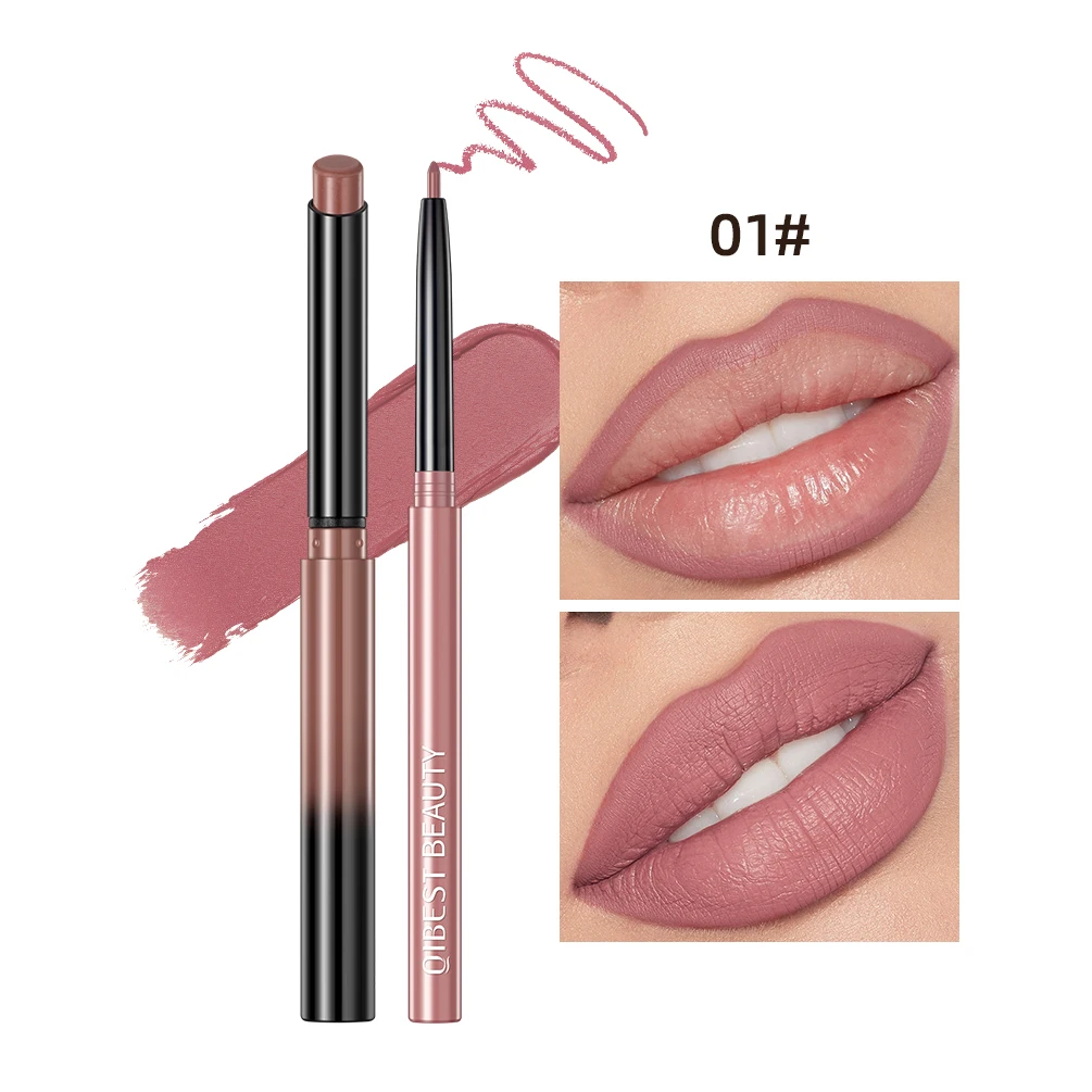 QIBEST 2pcs Lipstick Lipliner Pen Set Matte Velvet Lip Liner Pencil Contour Makeup Sexy Red Lip Stick Long Lasting Cosmetics - Image 8