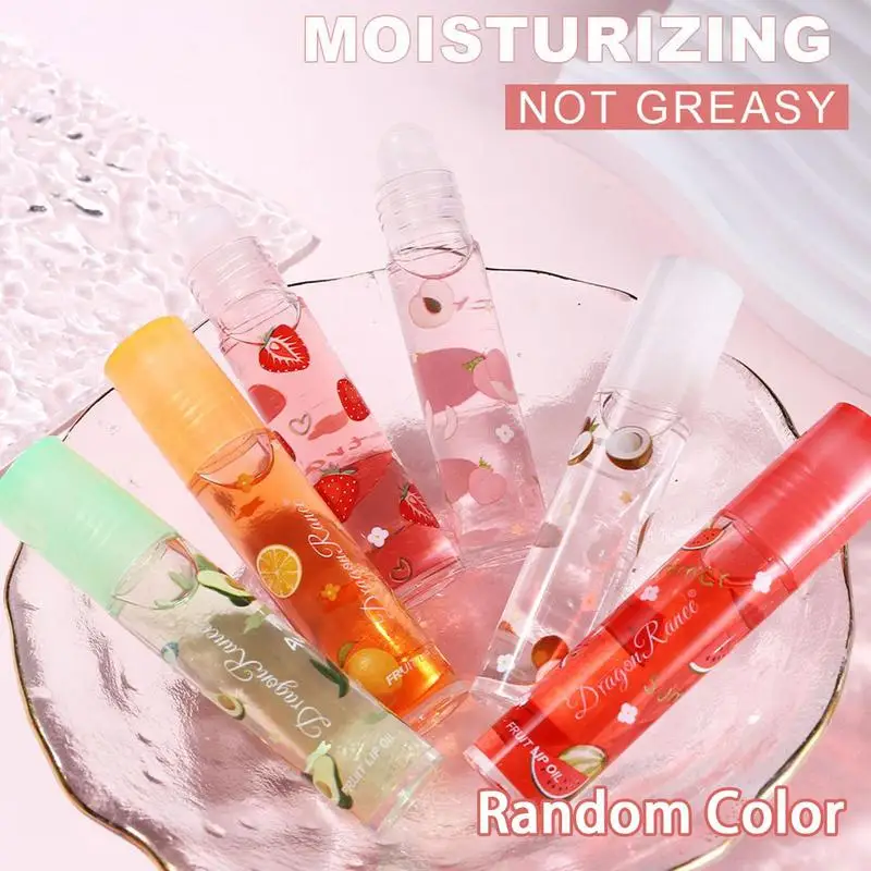 6 Colors Random Roll-on Fruit Essence Lip Balm Lip Oil Lip Moisturizing Mirror Primer Lip Lipstick Hydrating Gloss Transparent - Image 2
