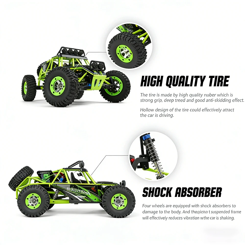 WLtoys US Local Stock 12427 RC Off-Road Car 1:12 4WD 50+KM/H High Speed 2.4G Remote Control Truck All Terrain Dirt Bike Boy Gift - Image 2