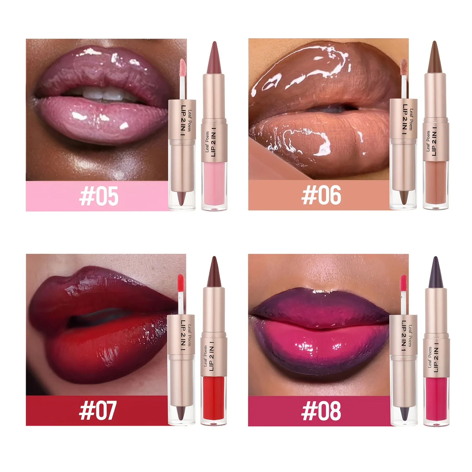 2 In 1 Dual-Ended Lip Liner & Gloss Combo High Pigmented Long-Lasting Lipstick Softens the Look of Lines Make Lips Appear Fuller - Image 3