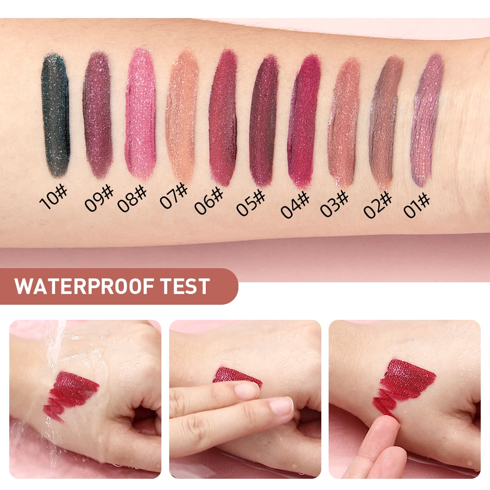 QIBEST Diamond Liquid Lipstick Moisturizing Long-Lasting Purple Sparkling Waterproof Lip Gloss Cosmetics Matte Glitter Lipstick - Image 6