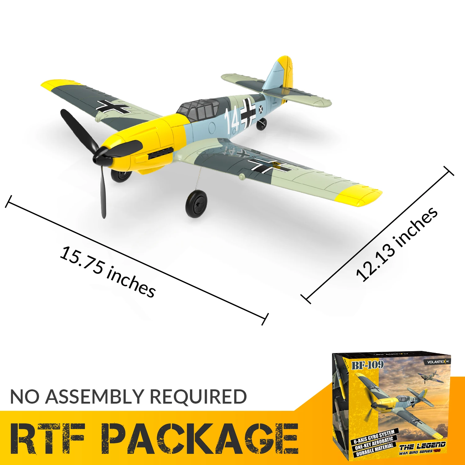 VOLANTEXRC RC Plane, 4 Channel Remote Control Airplane BF109 Fighter RTF with Aileron, Gyro, Aerobatics & 3 Modes Easy to Fly - Image 6