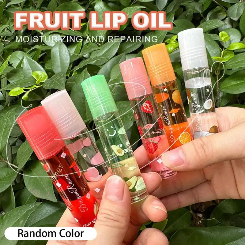 6 Colors Random Roll-on Fruit Essence Lip Balm Lip Oil Lip Moisturizing Mirror Primer Lip Lipstick Hydrating Gloss Transparent - Image 5