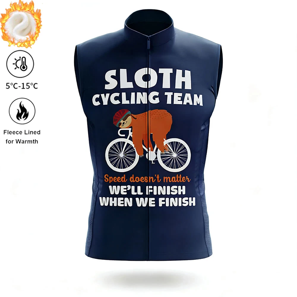 Sloth Team Winter Cycling Vest Man's Winter Autumn Thermal Fleece Warm Cycling Vests for Outdoor Sports MTB Road Bike Waistcoat - Image 10