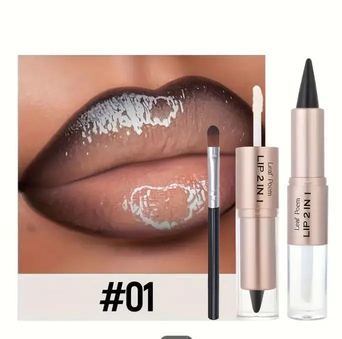 2 In 1 Dual-Ended Lip Liner & Gloss Combo High Pigmented Long-Lasting Lipstick Softens the Look of Lines Make Lips Appear Fuller - Image 11