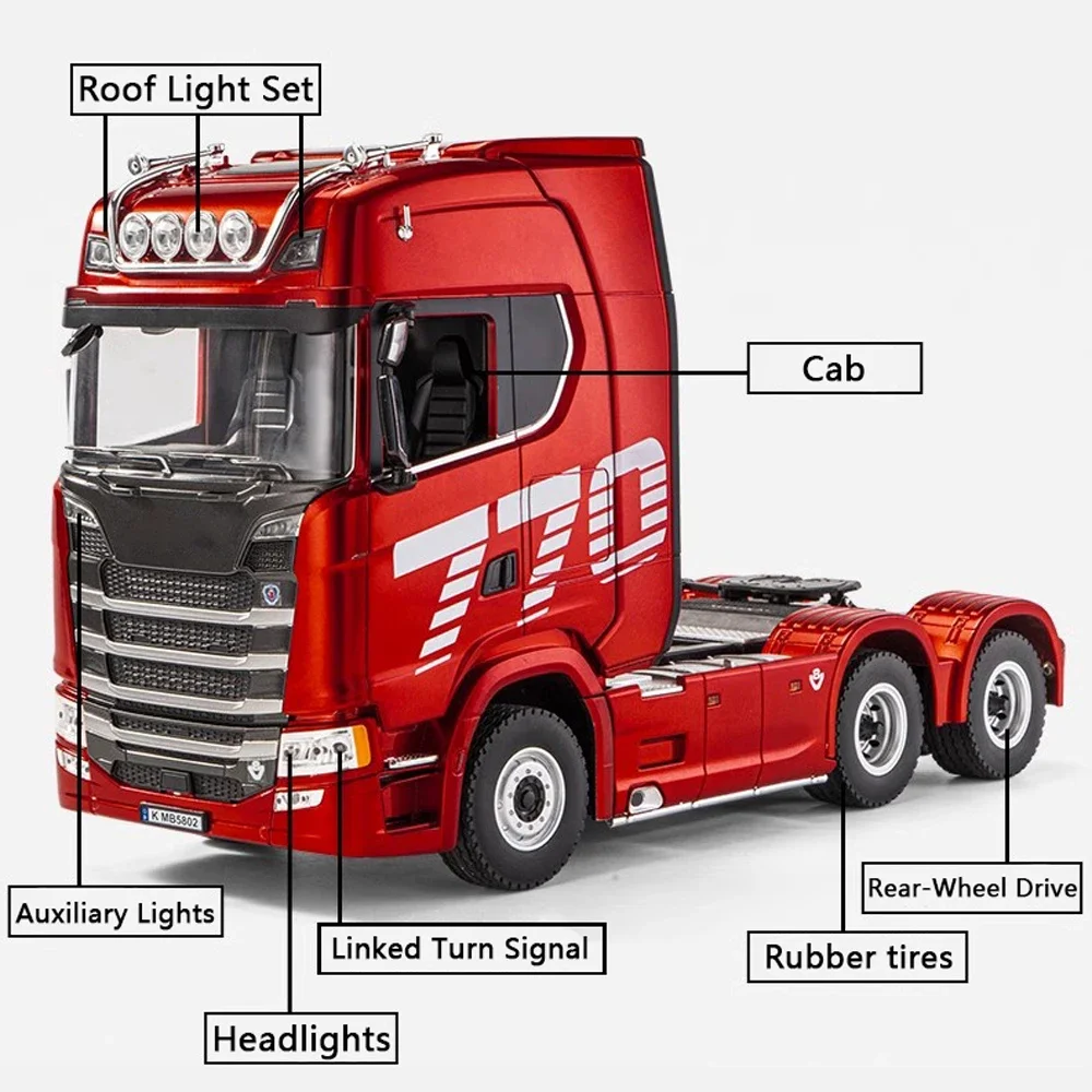 Huina 1501 RC Car 770S RC Alloy Tractor Truck 1/18 19CH 2.4G Engineering Trailer Truck with Light and Sound Toys for Boys Gifts - Image 4