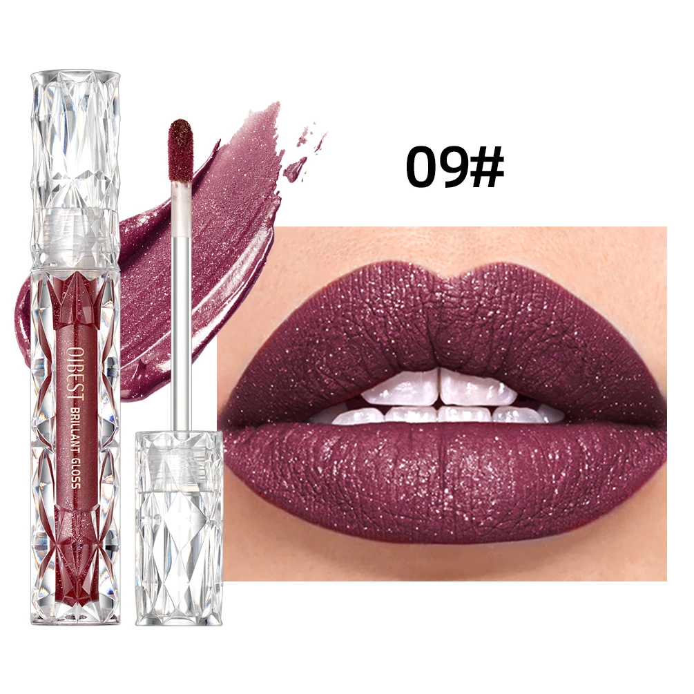 QIBEST Diamond Liquid Lipstick Moisturizing Long-Lasting Purple Sparkling Waterproof Lip Gloss Cosmetics Matte Glitter Lipstick - Image 9