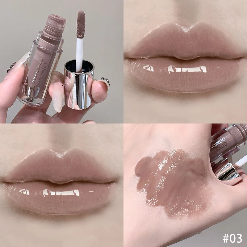 Water Light Mirror Moisturizing Lip Gloss Punk Black Silver Fine Flash Low Saturation Lip Glaze Long-lasting Nude Lip Makeup - Image 8