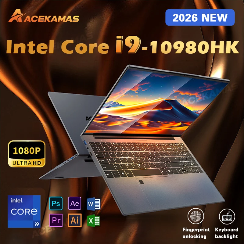 ACEKAMAS 2026 15.6" Intel Core i9 10980HK Laptop Computer Windows 11 Pro 16GB DDR4 1TB SSD Notebook PC Portable Laptops Gaming
