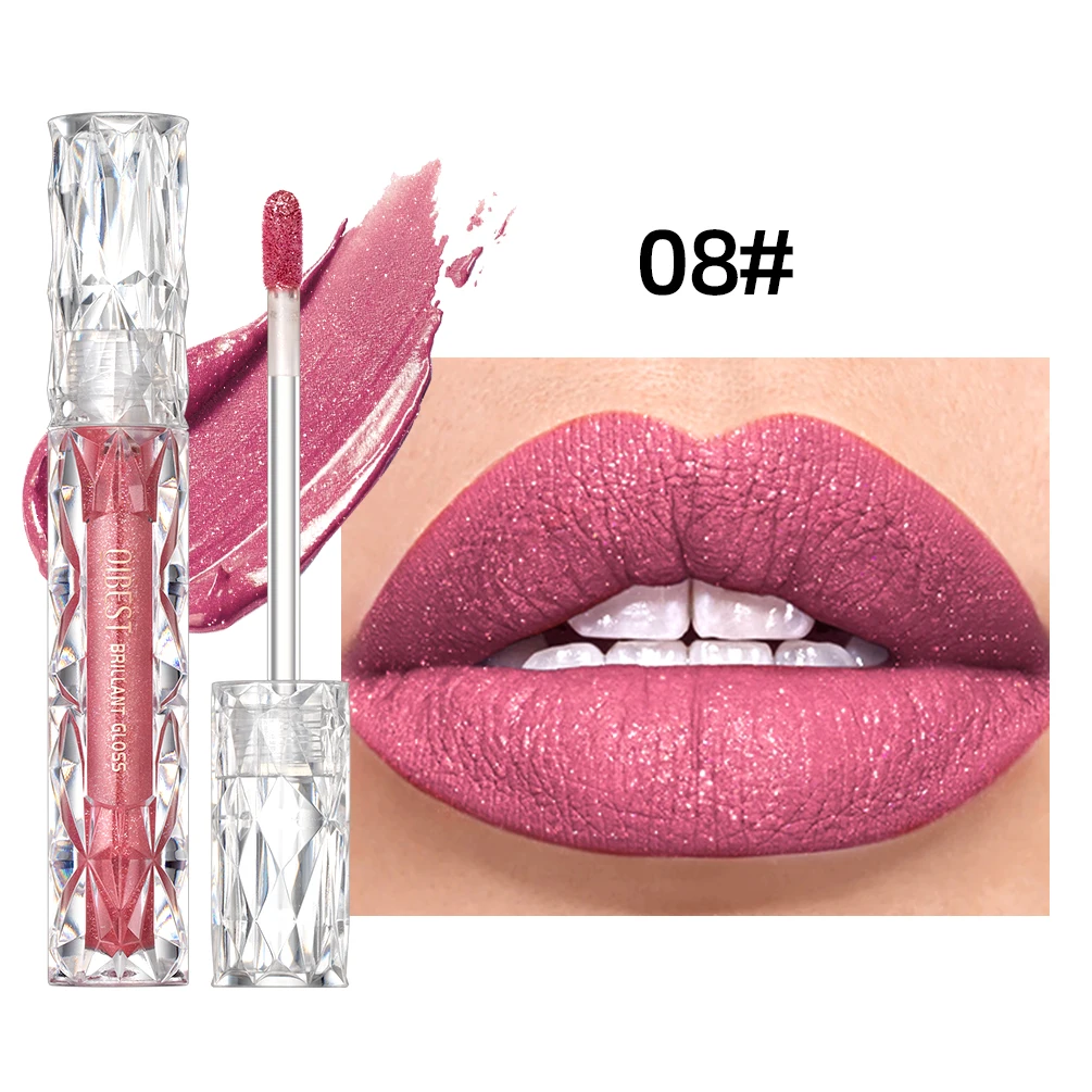 QIBEST Diamond Liquid Lipstick Moisturizing Long-Lasting Purple Sparkling Waterproof Lip Gloss Cosmetics Matte Glitter Lipstick - Image 8