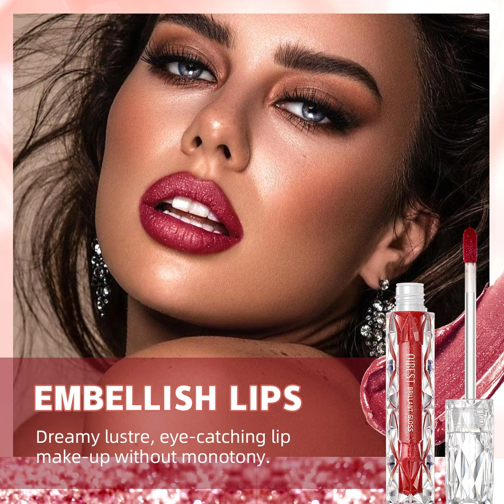 QIBEST Diamond Liquid Lipstick Moisturizing Long-Lasting Purple Sparkling Waterproof Lip Gloss Cosmetics Matte Glitter Lipstick - Image 3
