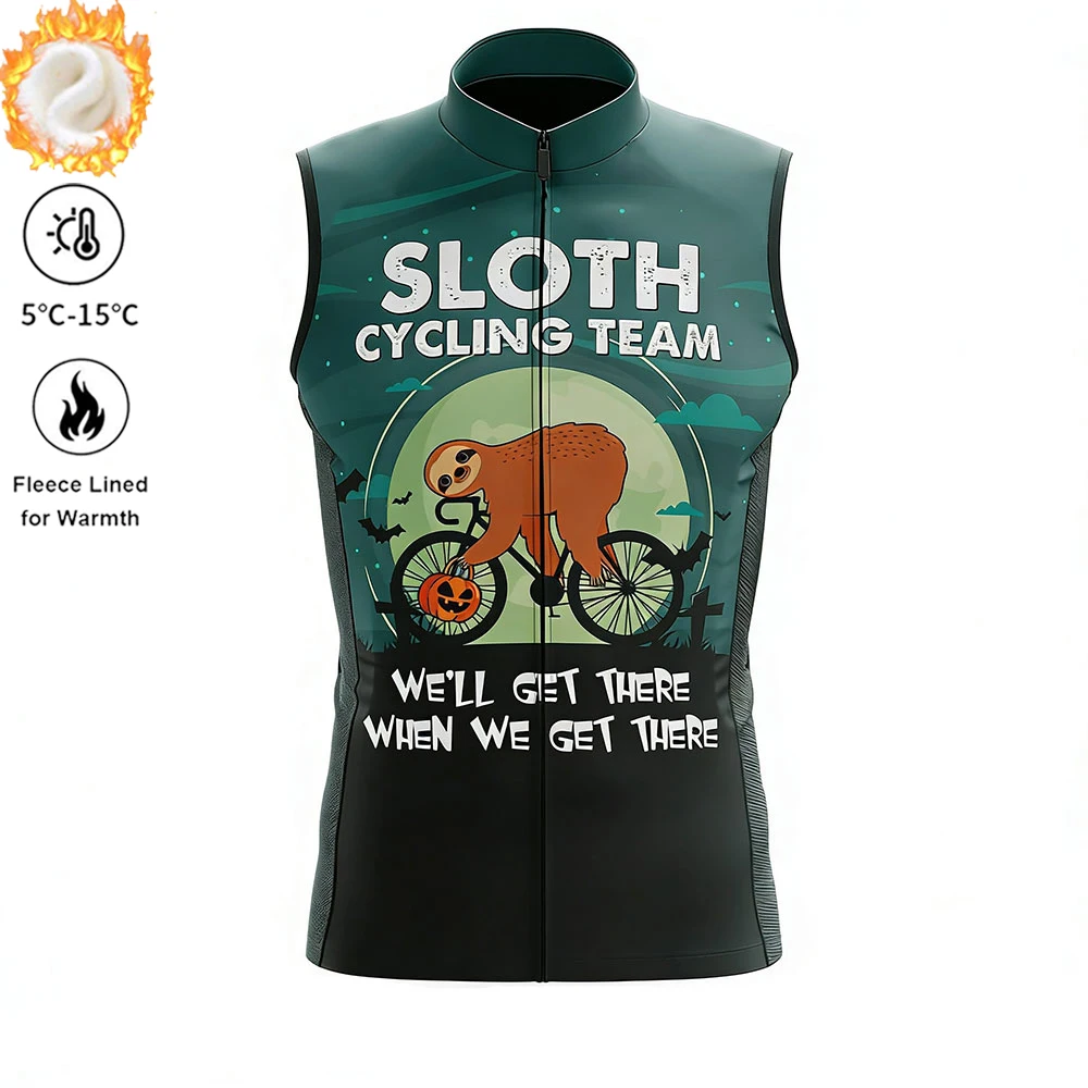 Sloth Team Winter Cycling Vest Man's Winter Autumn Thermal Fleece Warm Cycling Vests for Outdoor Sports MTB Road Bike Waistcoat - Image 11