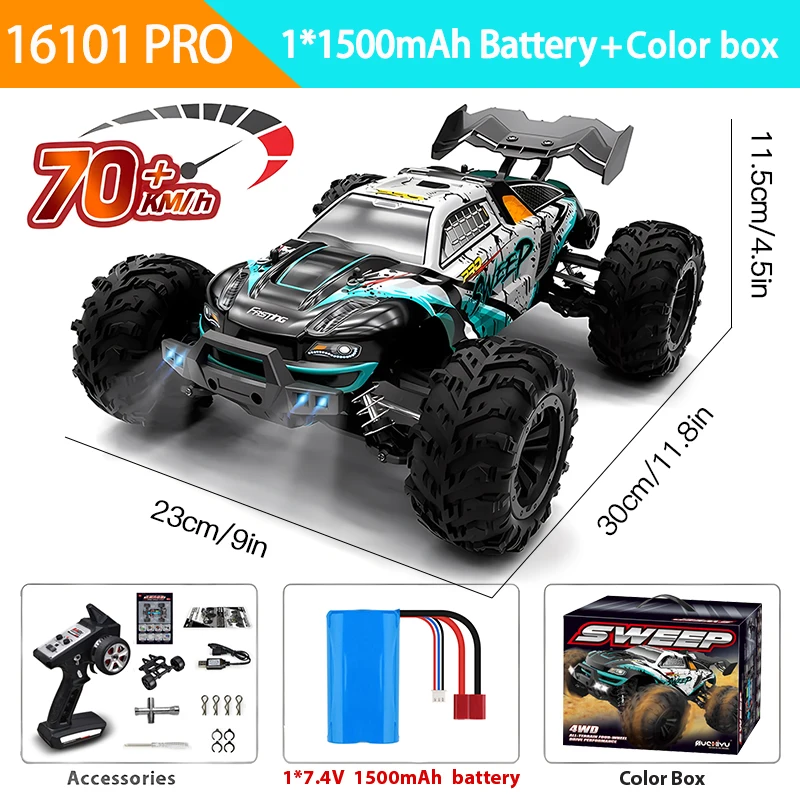 1:16 70KM/H Or 50KM/H 4WD RC Car With LED Remote Control Cars High Speed Drift Monster 4x4 Truck for Kids vs Wltoys 144001 Toys - Image 7