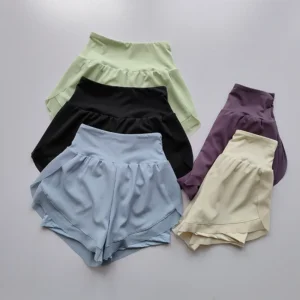 Summer Women's High-Waisted Sports Shorts Mesh Breathable Double-Layer Quick-Dry Gym Fitness Running Cycling Yoga Shorts