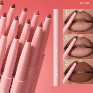 DUNUF 12 Color Velvet Matte Lipliner Pencil Waterproof Non-stick Cup Lipstick Nude Pink Lip Liner Outline Lips Contour Makeup