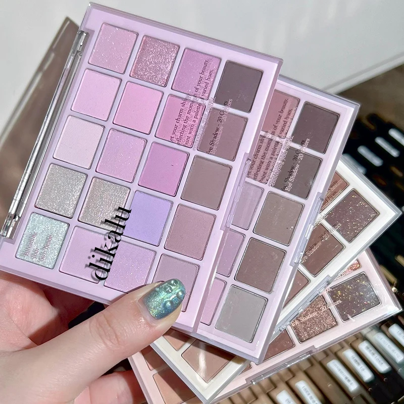 20 Colors Low Saturation Korean Eyeshadow Palette Purple Matte Pearlescent Long Lasting Waterproof Glitter Eye Shadow Eye Makeup - Image 3