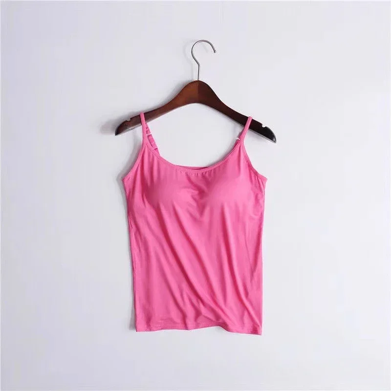 Sexy Women Tops Solid Padded Bra Spaghetti Camisole Top Women Vest Women Camisole with Built in Bra Cami Top Vest Tank Top 2024 - Image 9