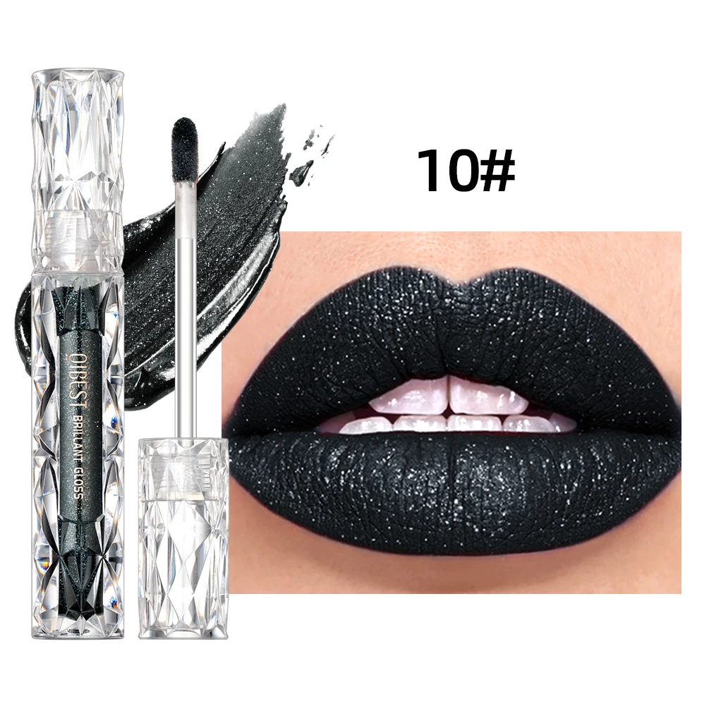 QIBEST Diamond Liquid Lipstick Moisturizing Long-Lasting Purple Sparkling Waterproof Lip Gloss Cosmetics Matte Glitter Lipstick - Image 10